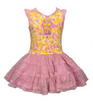 Baby Nay Toddler Girl Tutu Dress 3T Pink Yellow Tie Dye Bows Ballerina Party Fun